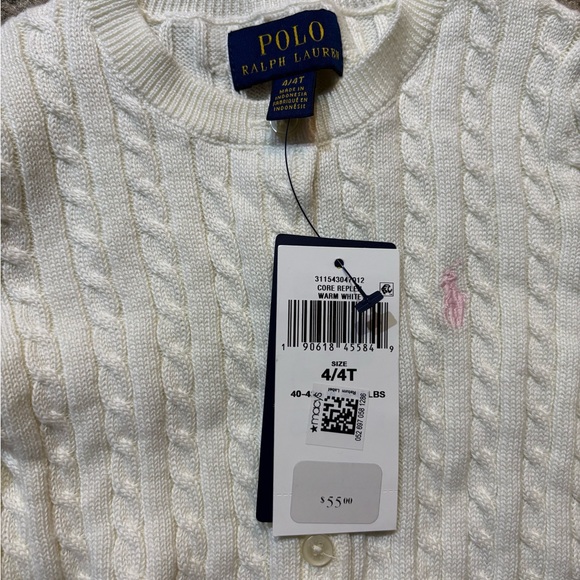 Polo by Ralph Lauren Toddler’s Cream Cable Knit Cardigan - Picture 2 of 3